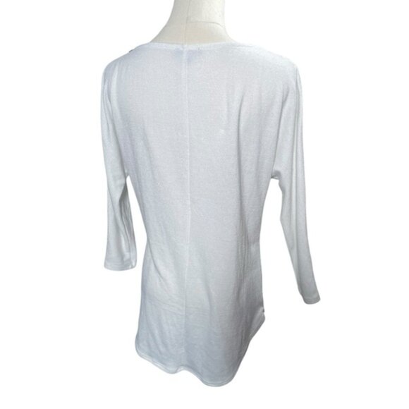 Dynamite Small Top White Shirt Blouse Zipper Spring Half Sleeve Scoop Minimalist - Picture 2 of 8